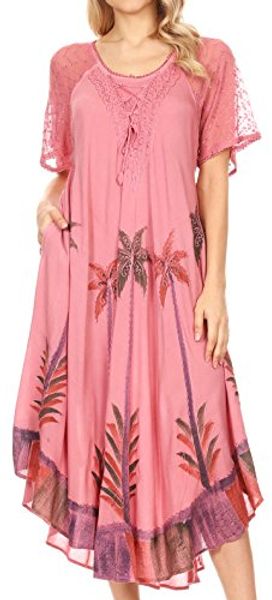 

sakkas kai palm tree caftan tank dress/cover up, Black;gray