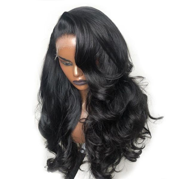 

glueless full lace wigs body wave 250 density pre plucked transparent full lace human hair wigs baby hair brazilian wig remy, Black