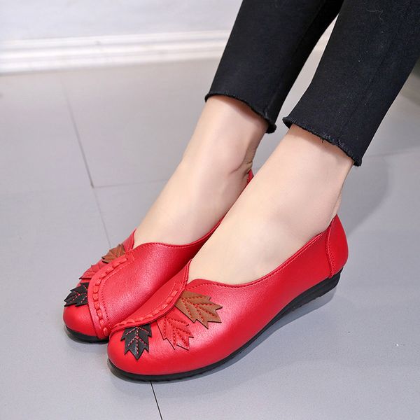 

fashion 2019 women soft flats slip on loafers quality pu platform appliques ballet shoes comfort shallow footwears casual ladies, Black