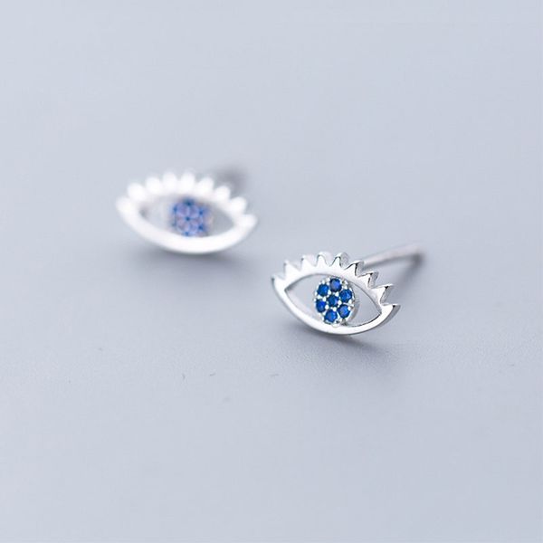 

925 sterling silver earring fashion cubic zircon eye stud earrings for women sterling-silver-jewelry small studs ear accessories, Golden;silver