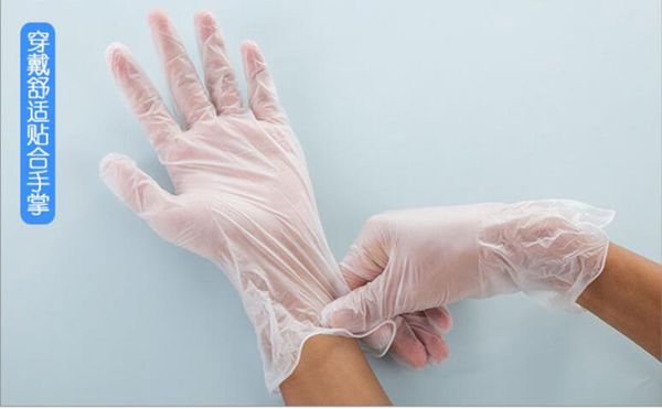 

100pcs white disposable gloves pvc dishwashing kitchen medical work/ garden gloves universal for left and right hand