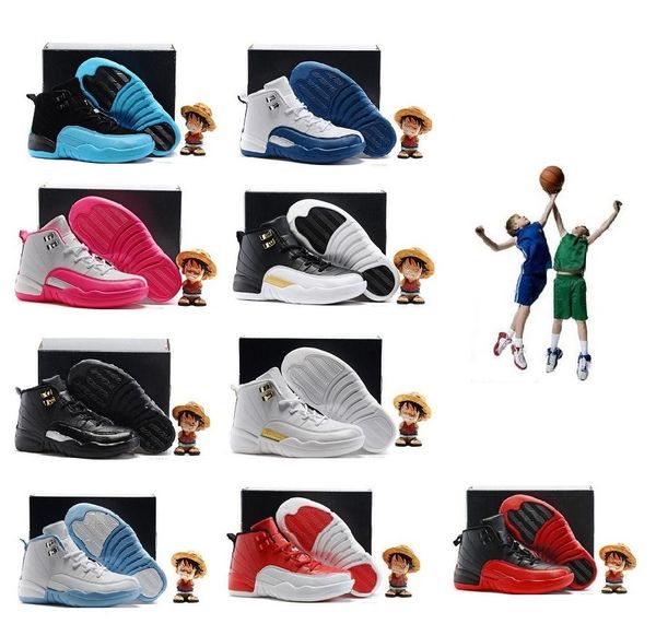 

children's basketball shoes kids 12 white black ovo 12s wolf grey boys girls athletic sports seakers christmas gift