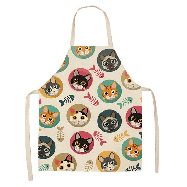 

wq0057 cartoon cat printed waterproof women men apron restaurant barbecue dining room cooking halterneck aprons