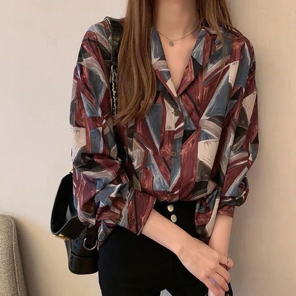 

2020 harajuku рубашка blusas женский ulzzang с длинным рукавом женская блузка весна осень свободные готический принт блузки корейские женски, White