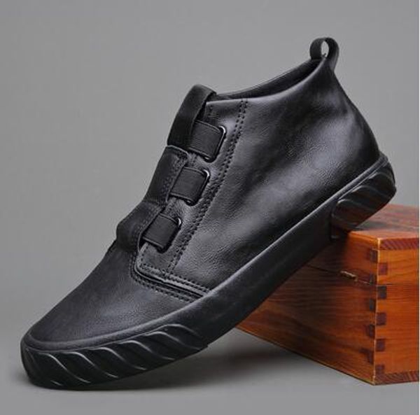 

2019 autumn new design fashion men lace-up leather casual shoes trend shoes cool loafers, Black