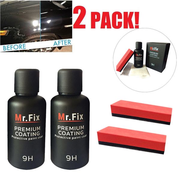 

mr fix 2pcs 100ml 9h hardness car oxidation liquid ceramic coat super hydrophobic glass coating set paint care durability gloss