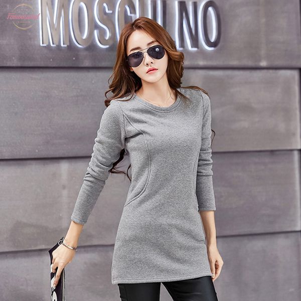 

camiseta mujer pockets fashion cotton t shirt women 2020 winter long sleeve tshirt women korean womens o neck t shirt, White