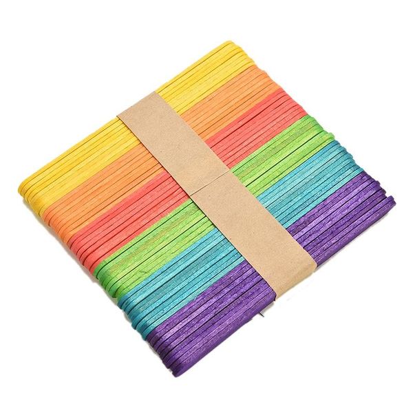 

50pcs/lot wooden popsicle stick kids hand crafts art ice cream lolly cake diy making funny lollipop popsicle sticks 2017 hot