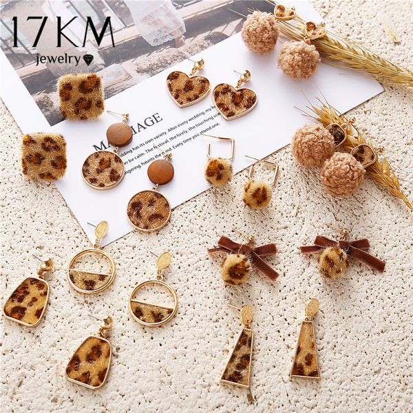 

17km new vintage velvet leopard earrings for women bohemian animal print gold geometric christmas drop earring fashion jewelry, Silver