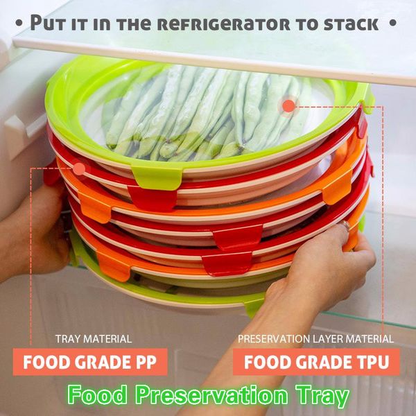 

clever healthy round tray creative preservation tray plastic storage container set fresh storage microwave cover