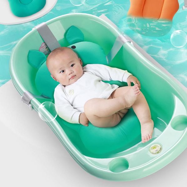 

portable baby shower bath tub pad baby bath shower air cushion bed non-slip bathtub mat support seat new safety