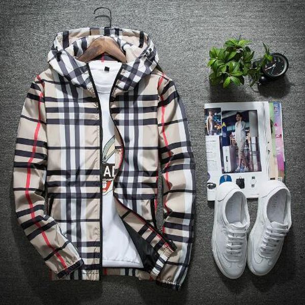 

autumn mens jacket casual windbreaker long sleeved men jackets zipper pocket mens hoodie coat plaid jackets size m-5xl available, Black;brown