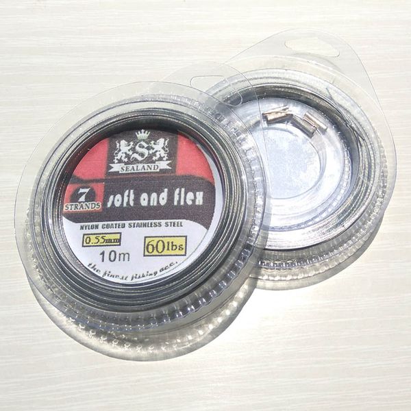 

10m 7 strands coated braided stainless wire fishing rigging material coating wire leader coating jigging lead fish line