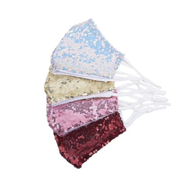 

in stock designer cotton facial protective covers for fashion sequin face mask pink blue red fancy dress party mask zx002