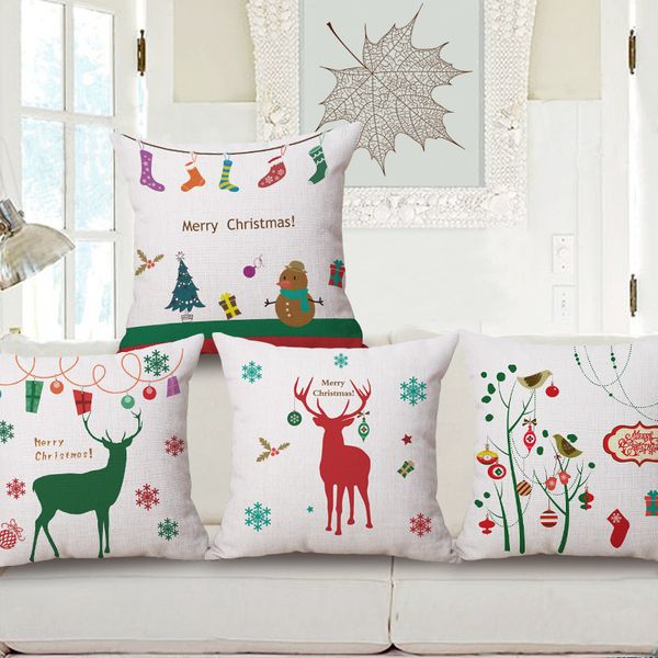 

2016 new pattern christmas pillow santa claus cushion set cotton by pillow case