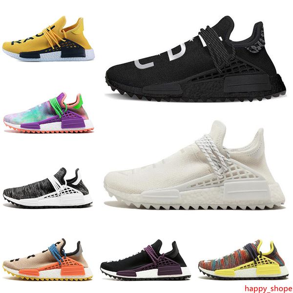 

человеческая раса кроссовки pharrell williams runner races pharell williams hu trail cream core black nerd equality женские мужские тренеры