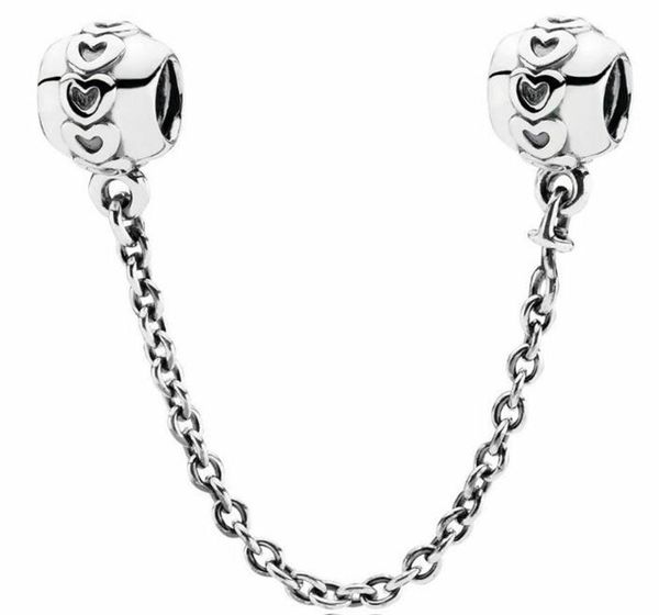 

authentic love connection safety chain s925 sterling silver floral safety chain fit for pandora bracelet withy brand velvet bag, Black