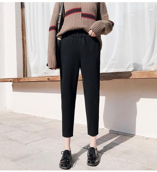 

women's hoodies & sweatshirts according to nalini ~ autumn winter korean-style versatile loose casual wool woolen cloth radish pants ba, Black