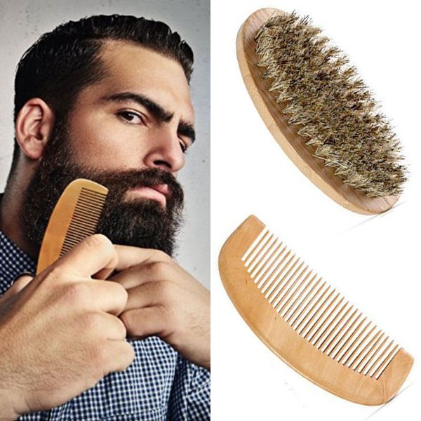 Mens Beard Care Set Boar Bristle Beard Brush And Beard Comb