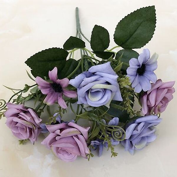 

wedding favor and gifts silk 1 bunch french rose floral bouquet fake artificial flowers arrange table daisy camellia party decor