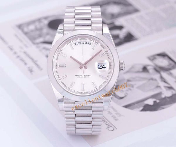 

luxury week calendar type 228206 sapphire glass bottom folding buckle 40mm automatic men's, Slivery;brown