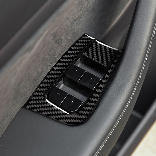 

carbon fiber car door window control button key panel decoration accessories car decoration sticker for tesla model 3