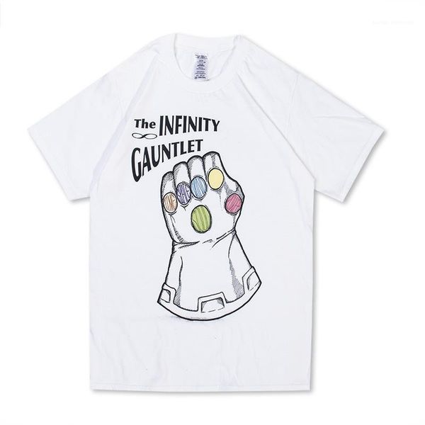 

assemble tshirts summer men women white printed gauntlet letters t shirt tees avengers, White;black