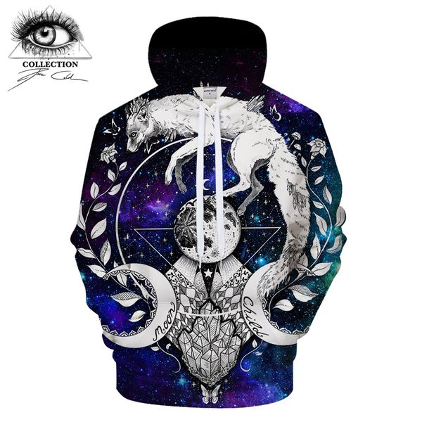 

moon child blanket by pixiecoldart 3d galaxy print hoodies men casualsweatshirt tracksuit pullover animal hoodie autumn dropship, Black