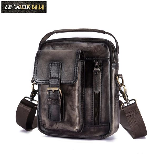 

quality original leather male casual shoulder messenger bag cowhide fashion cross-body bag 8" pad tote mochila satchel 207db