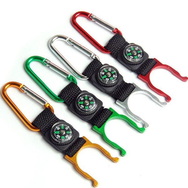 

multifunction mountaineering carabiner compass keychain key chain camping hiking water bottle clip hook buckle lock strap holder