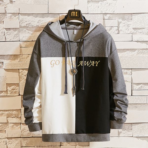 

el barco men hoodies sweatshirt autumn cotton hip hop streetwear black white male shirt harajuku stripe grey hooded coats