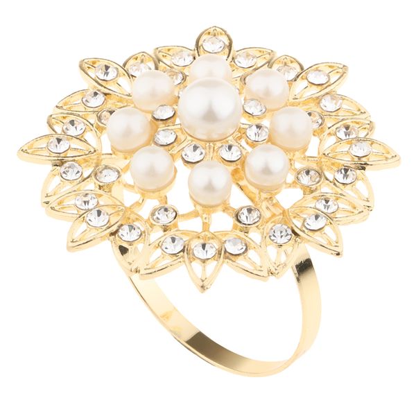 

alloy napkin rings with rhinestone pearl for wedding banquet dinner decor favor