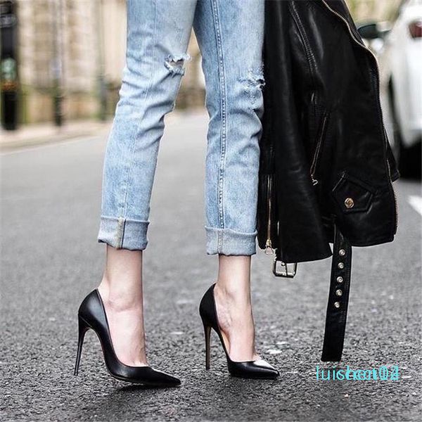 

luxury red bottom shoes 2018 fashion pointed toe high heels designer 9 colors shallow mouth sole high-heeled women wedding dress, Black