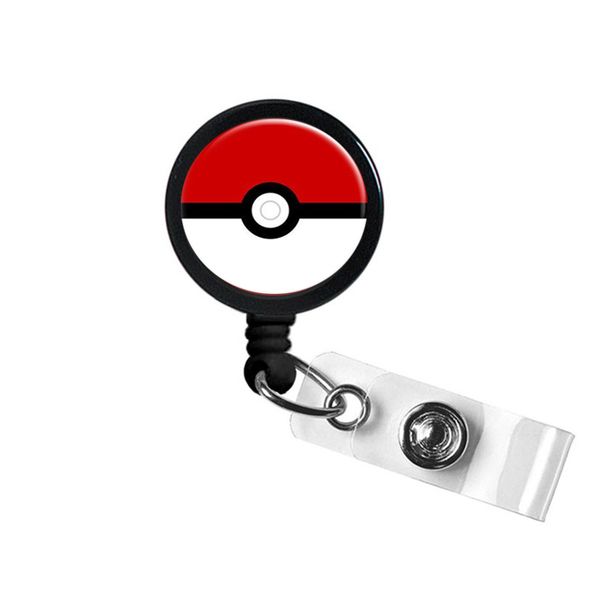

pokeball cartoon id badge reel holder clip holder retractable rt nurses pulmonary, Silver