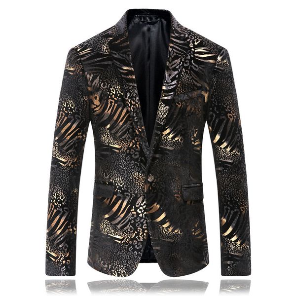 

new pattern fashion wind printing man's suit man leisure time single row one button small suit, White;black
