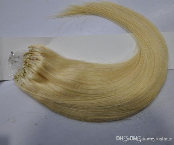 

promotion micro ring hair extension indian remy 100% human hair 0.8g/s 200s/lot blonde color 613, dhl free, Black