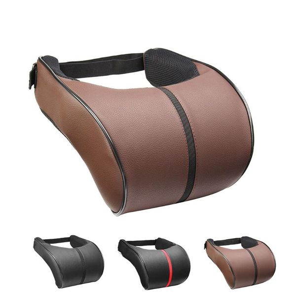 

car seat headrest pad relax memory leather head neck rest cushion foam pillow black