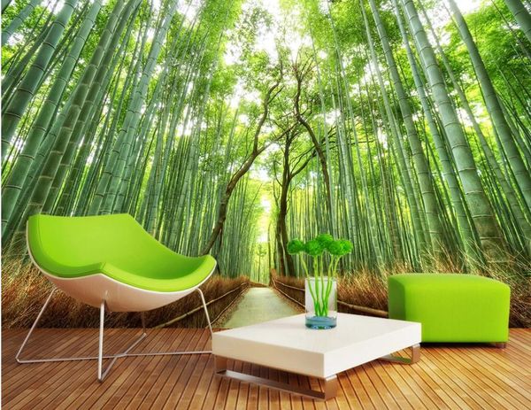 

3d customized wallpaper bamboo forest landscape background wall painting