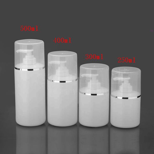 10 pcs 500ml vazio branco cilindro forma shampoo garrafas plásticas bomba de loção de loção de lotion plástico