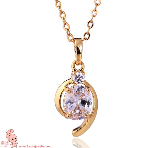 

kuniu geometric choker pendant necklace for women zircon metal material exquisite lovely style fashion jewelry, Golden;silver