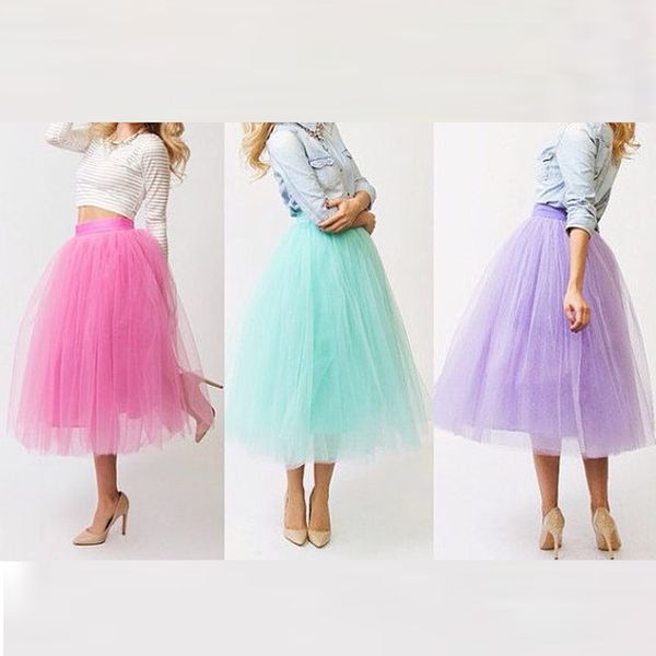 

sky blue fuchsia lavender color tutu skirt for women ribbon sash long saia ankle length rigid tulle skirts maxi skirt, Black