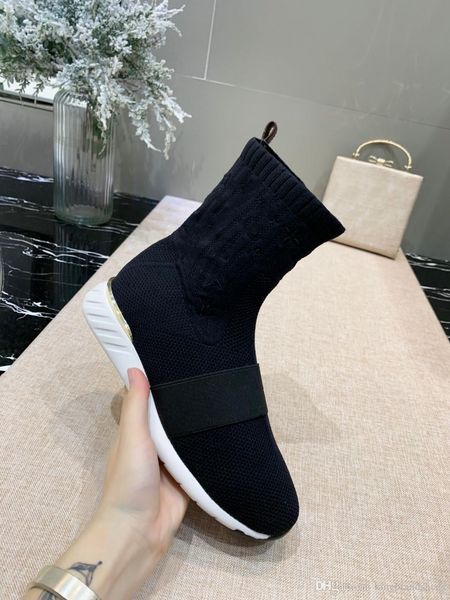 

new 2019 luxury shoes stylish breathable stretch socks shoes casual sneaker flats round toe sports socks boots black