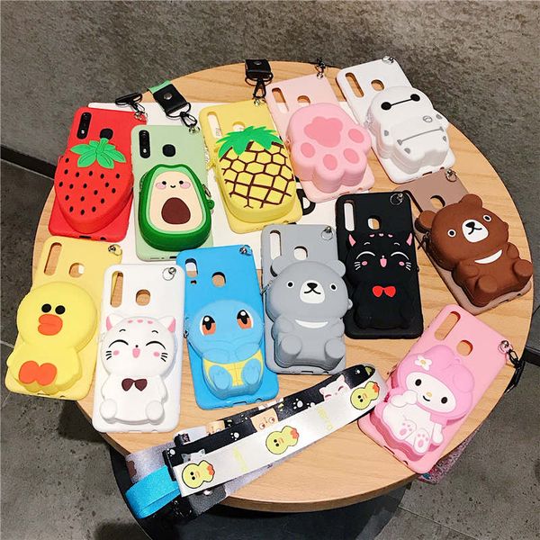 

3d cartoon zipper wallet phone case for xiaomi mi a2 a3 lite a1 5x 6x 8 lite 9 se cc9 cc9e note 10 pocophone f1 9t pro mi 9 lite