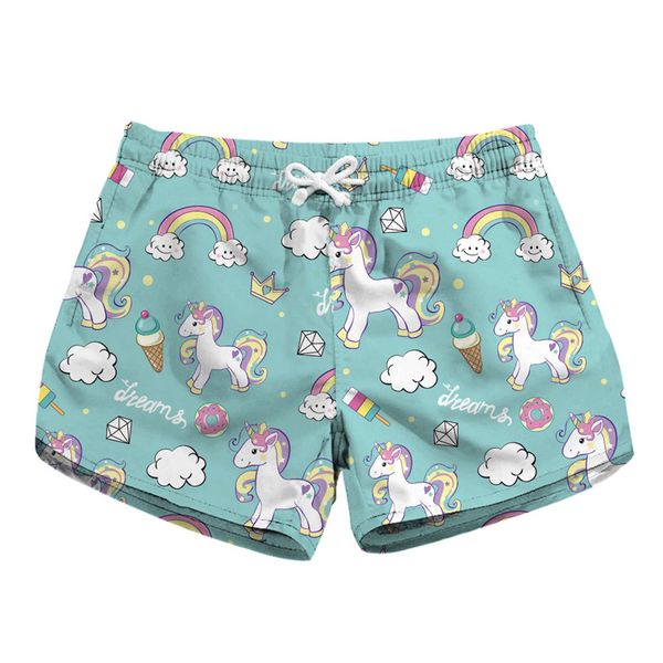 

new women's high waist shorts summer beach style casual shorts fruit ice cream santa claus unicorn 3d print sweatpant, White;black