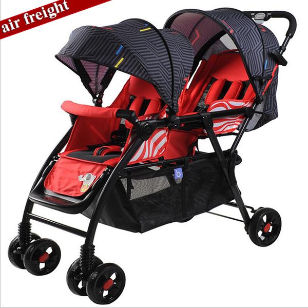

2019 new baby stroller for twins lightly folded baby carriage seat can be lying double carts stroller for kids,air freight