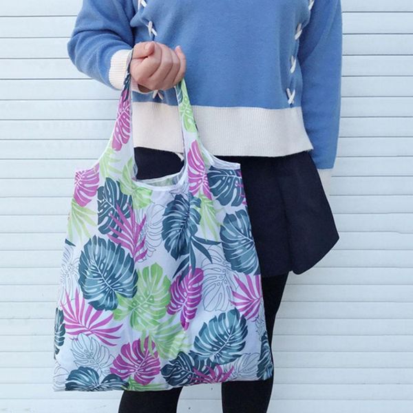 

reusable shopping bag folding hand tote bags storage eco friendly portable for supermarket vegetable fruit organizer shopper bag