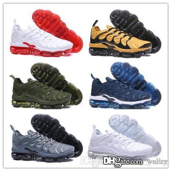 

2018 new tn plus vm in metallic olive men mens running designer luxury shoes sneakers brand trainers size40-45