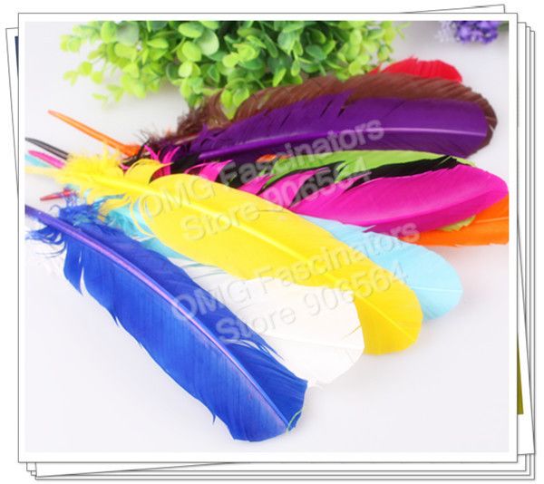 

100pcs/lot turkey quills 20-30cm dyed craft turkey wing feathers 11 colors for making fascinators&millinery and craft, Blue;gray