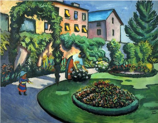 

august macke - unser garten mit blühenden rabatten home decor handpainted &hd print oil painting on canvas wall art canvas pictures 200103