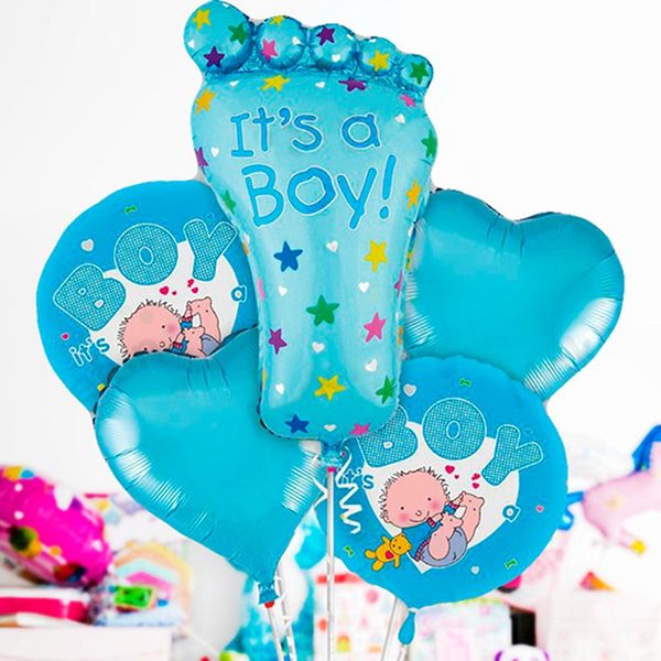 

5 шт / комплект для ног форма шарика игрушки its a boy девушки младенца шары день рождения baby shower подарки